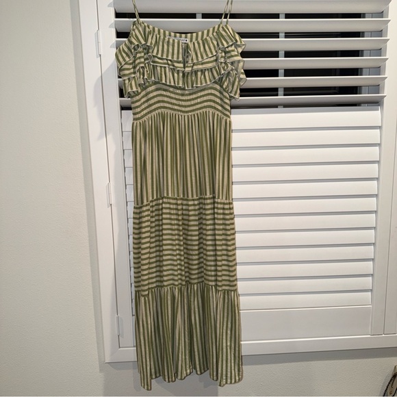 Zara Olive Striped Midi Dress - Picture 2 of 5
